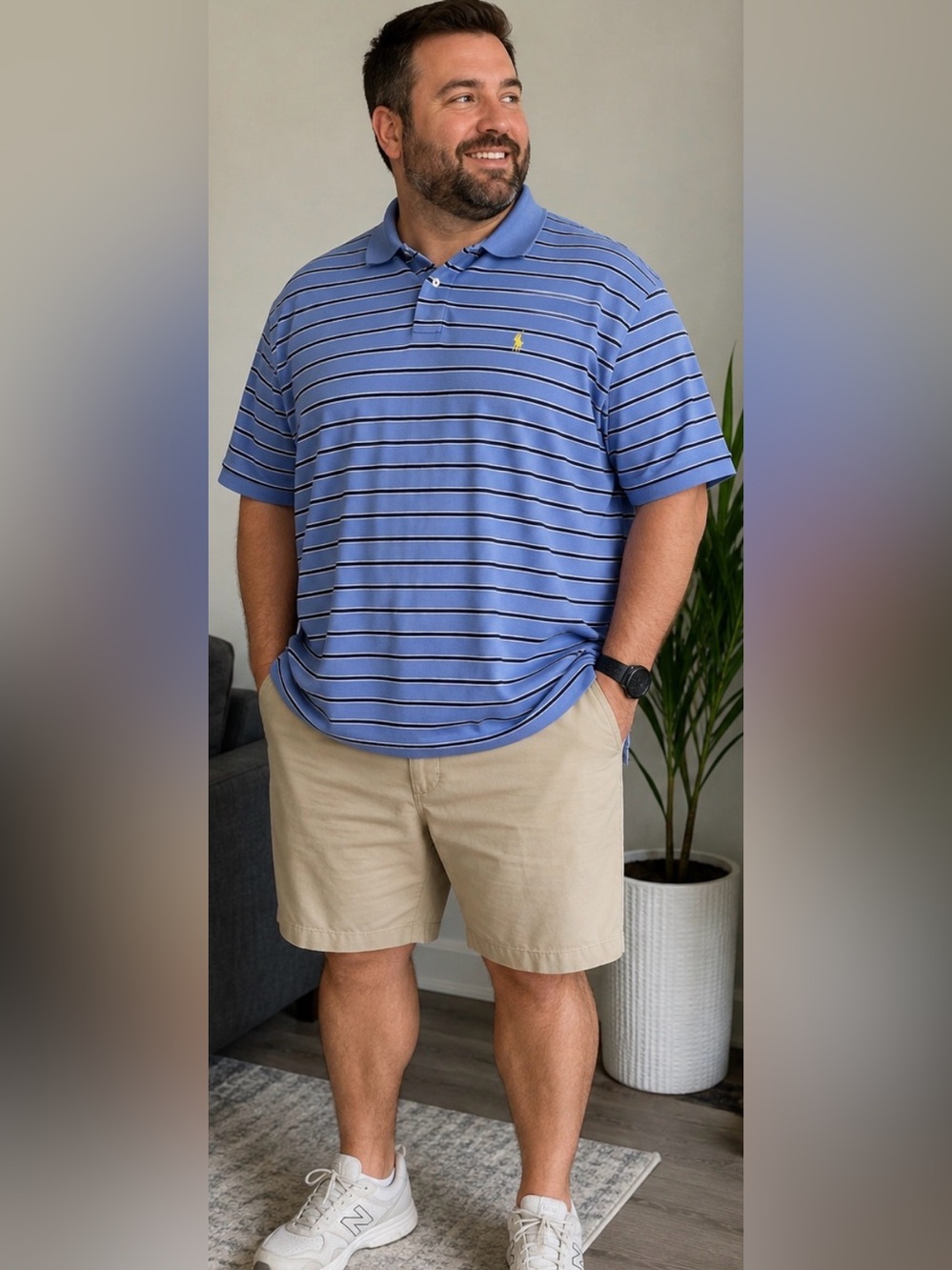 Polo Ralph Lauren Men’s XL Blue Striped Short Sleeve Polo Shirt Pony Classic Fit